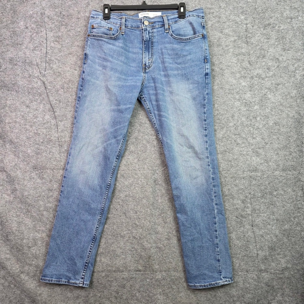 Signature by Levi Strauss S37 Slim Fit Jeans Mens 33x30 Blue Medium Wash Denim